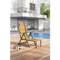 Foldable Bamboo Recliner Lounge Chair with Retractable Footrest