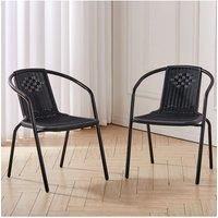 PE Rattan Stacking Outdoor Garden Chairs Set of 2