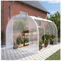 Outdoor White Walk-in Tunnel Greenhouse with Steel Frame