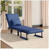 Blue 3-in-1 Lounge and Sofa Bed with Pillow