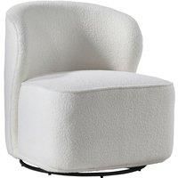 Luxurious Sherpa Upholstered White Swivel Chair