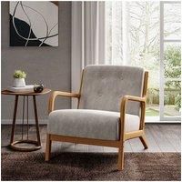 Solid Wooden Frame Upholstered Tufted Armchair
