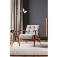Solid Walnut-Color Wooden Frame Upholstered Tufted Armchair