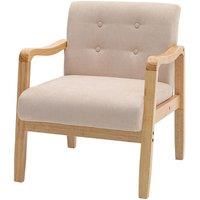 Beige Modern Wood Frame Upholstered Armchair
