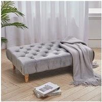 Light Grey Rectangular Button-tufted Velvet Footstool