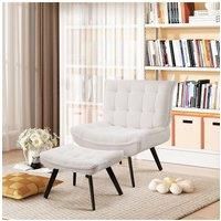 Minimal Comfy Chair with Footstool Set for Living Reading Room