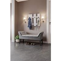 Grey Velvet Buttoned Bench with Black Wood Legs