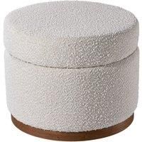 53x53x42cm Round Beige Ottoman Storage Stool Seat