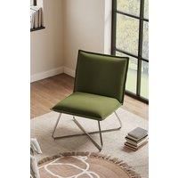 Minimalist Green Linen Accent Chair with Metal Base