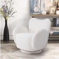 Teddy Fur Upholstered Swivel Chair Armchair