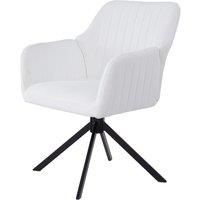 White Upholstered Leisure Swivel Chair with Metal Legs