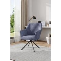 Grey Upholstered Leisure Swivel Chair with Metal Legs