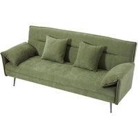 3-Seater Green Contemporary Convertible Sofa Bed with 2 Pillows
