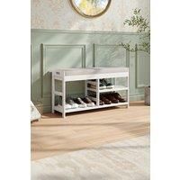 3-Shelf Wood Shoe Storage Bench with Padded Seat