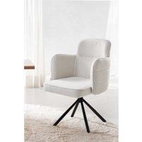 White Upholstered Leisure Swivel Chair with Metal Legs