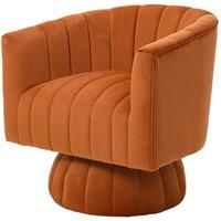 Orange Velvet Upholstered Swivel Accent Armchair