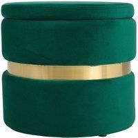 Green Upholstered Storage Ottoman Foot Rest