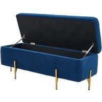 Blue Flannel Upholstered Storage Bench