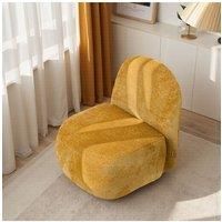 Yellow Modern Chenille Upholstered Lounge Chair