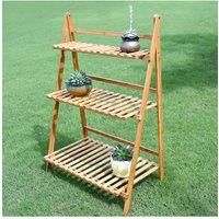 3-Tier Foldable Plant Stand Wooden Ladder Shelf