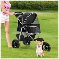 Black Foldable Pet Stroller for Cats and Dogs