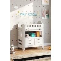Mobile Baby Diaper Changing Table with 4 Drawers and Storage Shelf