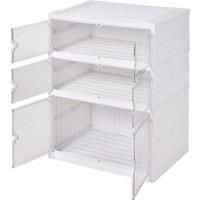 3-Tier Foldable Storage Rack Shoes Organizer with Doors