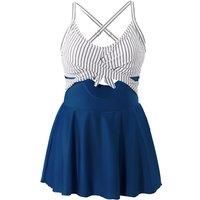 Cutout Skirted One-Piece Swimsuit with Crisscross Tie-Back