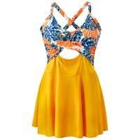 Cutout Skirted One-Piece Swimsuit with Crisscross Tie-Back