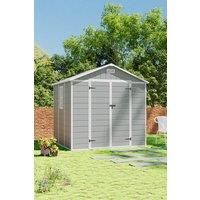 8x6ft Plastic Outdoor Apex Roof Tool Shed with Dual-door