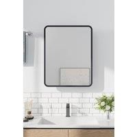 Rectangular Wall-Mounted Bathroom Mirror Cabinet with Round Corner