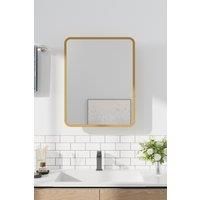 Gold Surface Mount Rectangular Bathroom Mirror Cabinet