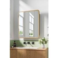 Surface Mount Rectangular Gold Bathroom Mirror Cabinet