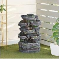 Outdoor Faux Rock Water Fountain with Lights