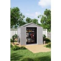 8x6ft Plastic Apex Roof Outdoor Tool Storage Shed with Dual-door