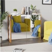 Wall-Mounted Bathroom Mirror Cabinet with Bamboo Frame