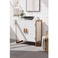 Dual-door Bamboo Frame MDF Bathroom Under Sink Cabinet