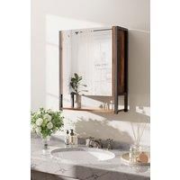 Wall-Mounted 3-Tier Mirror Cabinet with Metal Frame