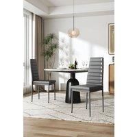 Set of 2 Modern Faux Leather Armless High Back Dining Chairs