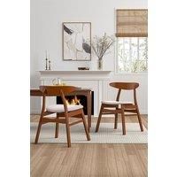 2 x Wooden Frame Linen Dining Chair
