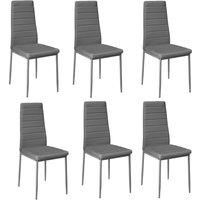 Set of 6 Grey PU Leather Armless High Back Dining Chairs