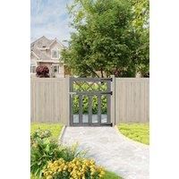 3 x 2.5 ft Grey Outdoor Lattice Top Wooden Garden Gate Waterproof Treatment Pedestrian Gate