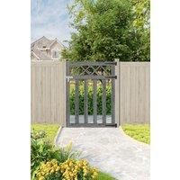 3x4 ft Grey Outdoor Lattice Top Wooden Garden Gate Waterproof Treatment Pedestrian Gate