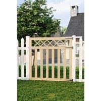 4x4 ft Outdoor Lattice Top Pale Wooden Garden Gate Waterproof Treatment Pedestrian Gate