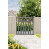 4x4 ft Grey Outdoor Lattice Top Wooden Garden Gate Waterproof Treatment Pedestrian Gate