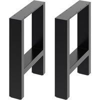 40cm/15.75 inch 2Pcs Black H-shaped Metal Table Legs Furniture Replacement Legs for Coffee Table