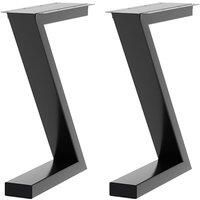 40cm/15.75 inch 2Pcs Black Z-shaped Anti-Slip Metal Table Legs Furniture Replacement Legs for Coffee Table, Bench