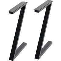 71cm/27.95 inch 2Pcs Black Anti-Slip Z-shaped Metal Table Legs Furniture Replacement Legs for DiningTable, Desks and Workbenches