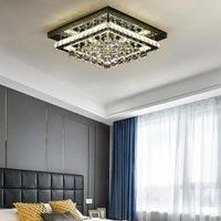 KOMORE Modern Fancy Crystal LED Flush Mount Ceiling Light Fixture, Cool White / Stepless Dimming for