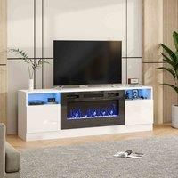 Garden Sanctuary 36 Inch 1800W White Recessed Electric Fireplace With 178Cm Tv Stand, White